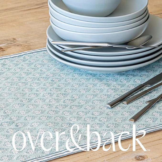 Over&Back 18x108 Hand-Blocked Printed Cotton Table Runner - Image 9