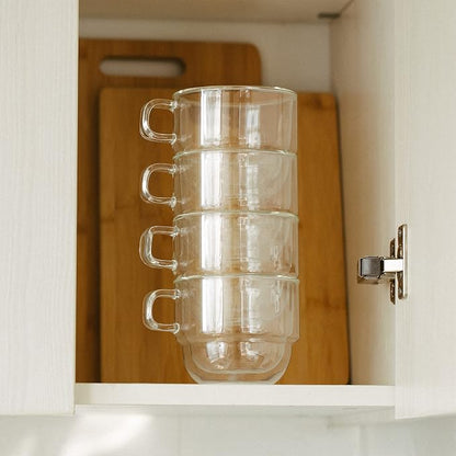 BTaT- Double Walled Stackable Glass Coffee Mugs, 12 oz, Glass Coffee Cups - Image 4