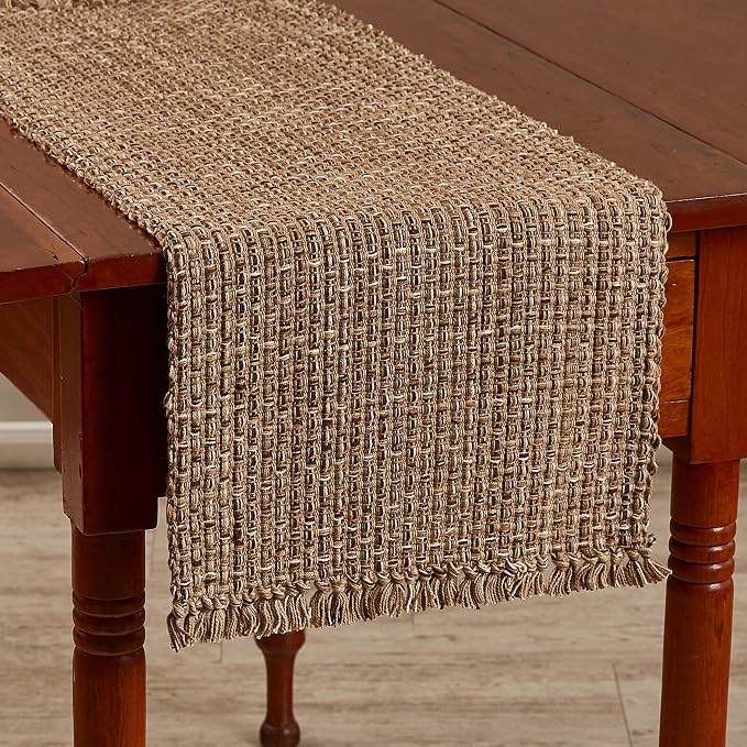 Park Designs Tweed Table Runner 15" x 54", Espresso | Hand-Loomed Yarn | - Image 5