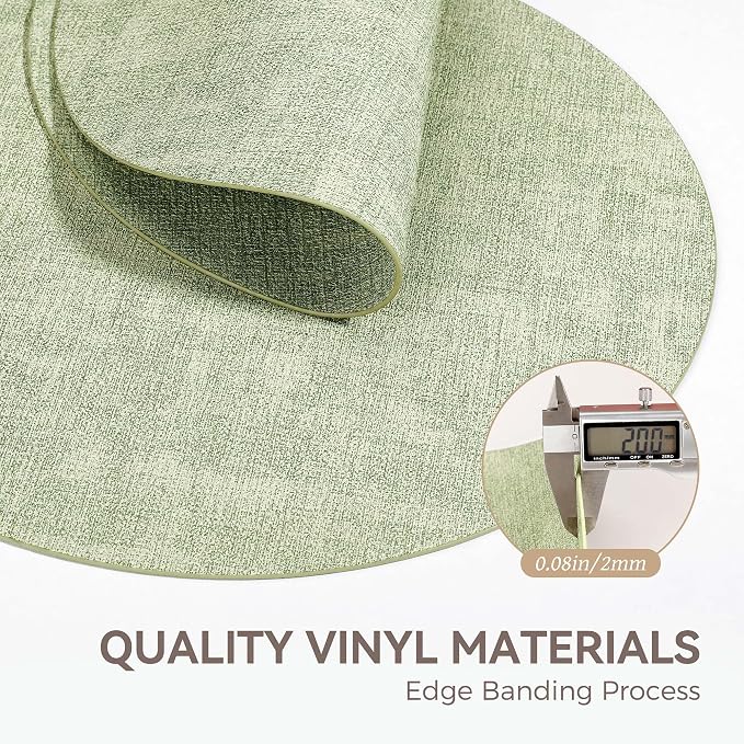 13" Round Placemats Set of 6, Reversible Faux Leather Heat Resistant Table Mats - Image 5