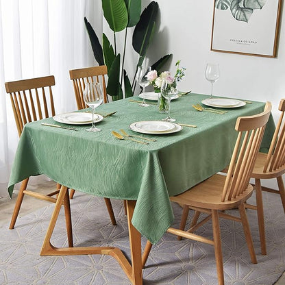 maxmill Jacquard Table Cloth Swirl Pattern Spillproof Wrinkle Resistant Heavy Weight Soft Tablecloth for Kitchen Dinning Tabletop Outdoor Picnic Rectangle 52 x 70 Inch Sage Green