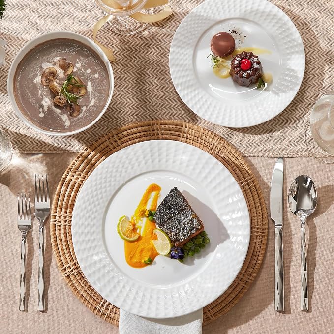 32Pc Bone China Dinnerware & Silverware Set, - Image 3