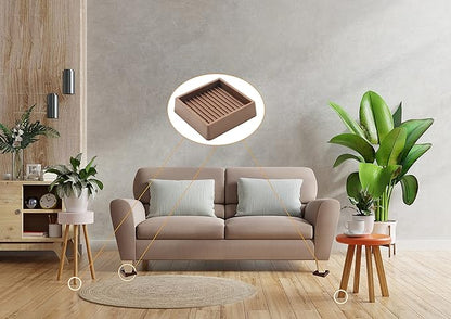 2X2 Rubber Caster Cups, Non Slip Furniture Pads, Anti-Slip Gripper, Anti Skid Furniture Feet, Anti Slide Floor Protector for Bed Couch Table Chair Stoppers - 12 Pack, Brown
