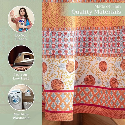 Maison d' Hermine Table Cloth Round Table 100% Cotton 63 Inches Fall Tablecloth Reusable Everyday Use for Thanksgiving Christmas Decorations Dining Farmhouse Party (Harvest Festival)