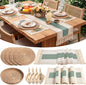 4 Sets Boho Decoration Placemats Round Woven Placemats, Cloth Napkins, Wood by Gandeer