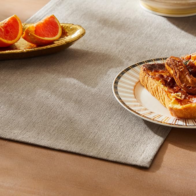 Rustic Cotton Linen Table Runner, 13x108 Inches Cocoa Brown | Farmhouse Style by ZEEMARTONLINE