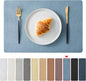 Jovono Faux Leather Placemats Set of 4, Waterproof Washable Table Mats, Easy-Clean Heat Resistant Kitchen Vinyl Place Mat for Dining Table, Restaurant, Indoor, 17.8"x11.8", Light Blue