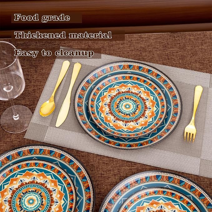 60PCS Bohemian Plastic Plates - Image 6
