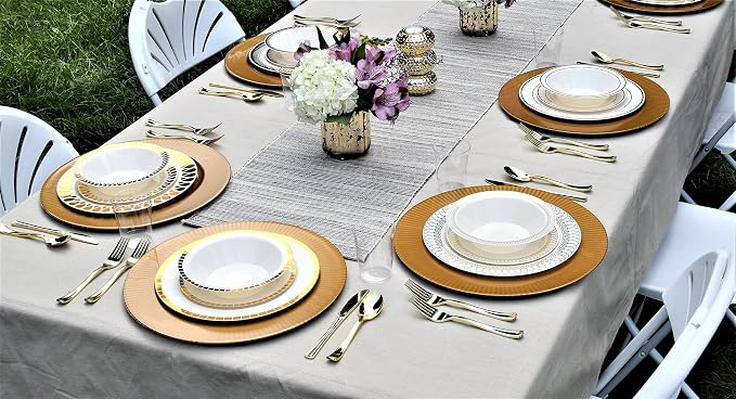 Exquisite 200 Piece Heavyweight Party Disposable Plastic Plates and Cutlery Set - Image 3