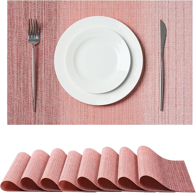Leetaltree Gradient Pink Woven Placemats Set of 8 by Leetaltree-ArtatEveryTable