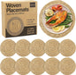 Elcoho 10 Pieces Round Woven Placemats 12 Inch Boho Rattan Placemats Farmhouse Braided Place Mats Woven Plate Chargers Rustic Wicker Table Mats for Dining Table