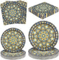 Kochorie 100 Pieces Bohemian Style Paper Plates and Napkins Set Vintage Bohemian Decorative Paper Plates (25 x 7 Inch & 25 x 9 Inch) Boho Tableware Set for Daily Use Party Kitchen Wedding Decor