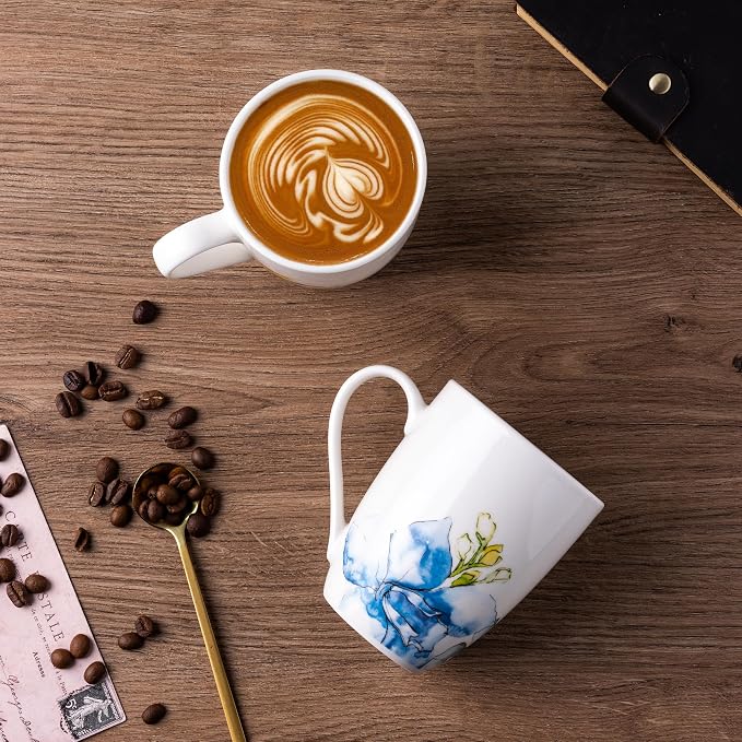GBhome Floral Coffee Mugs Set of 6, 12 oz Ceramic Coffee Cups Set | Classic - Image 3
