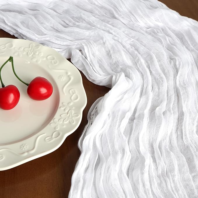 12 Pack 10Ft White Cheesecloth Table Runner 23 x 120 Inch | Gauze Rustic Boho - Image 5