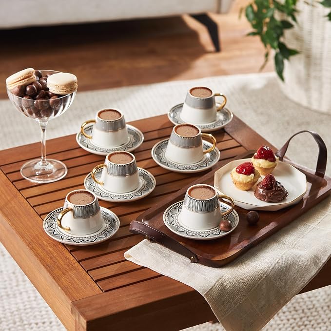 KARACA Globe Turkish Coffee Cup Set of 6, 2.7 oz, Small Espresso Cups - Image 4
