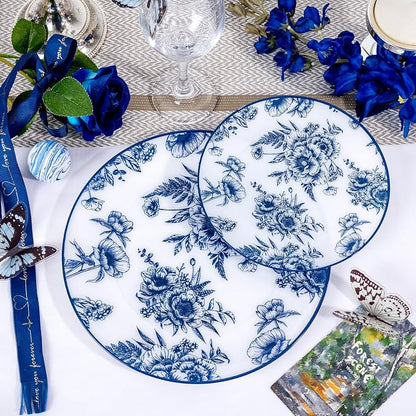 60PCS Blue Floral Plates Disposable - Image 4
