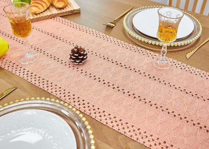 Pink Table Runner Boho Dresser Runner Home Coffee Table Decor 12x72 Inch | 72 - Image 6