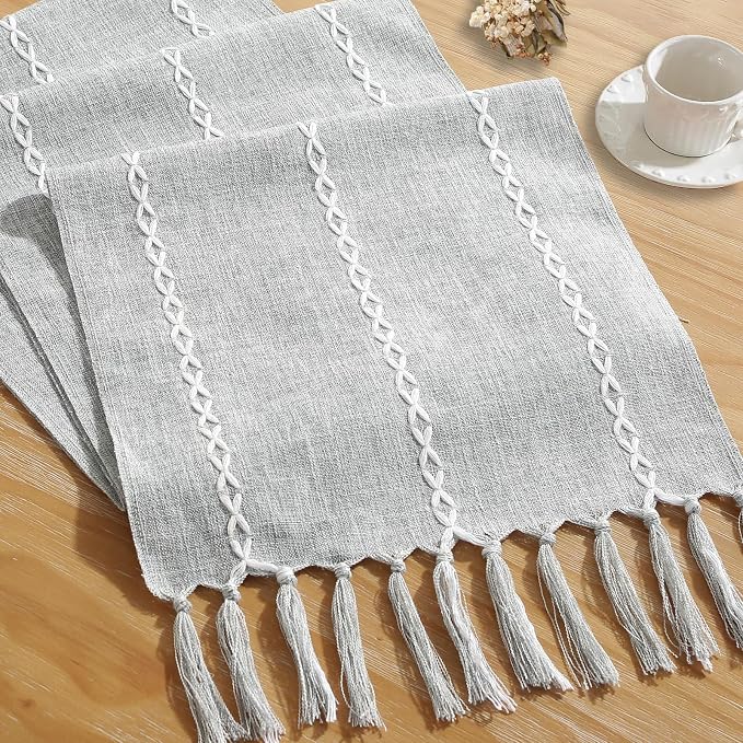 Rustic Boho Table Runner, Linen Table Runner, Farmhouse Table Runners 90 Inches by Cenebonxy