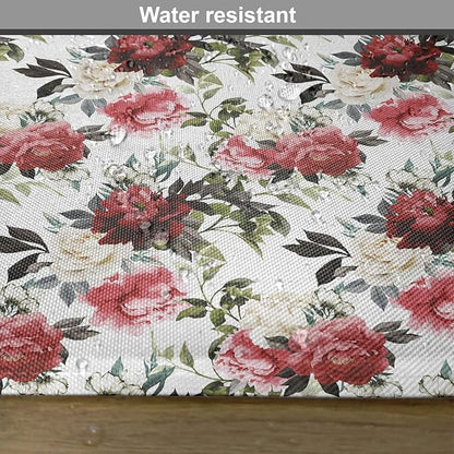 Ambesonne Shabby Flora Place Mats Set of 4, Country Style Floral Flower Roses Watercolor Image Art, Washable Fabric Placemats for Dining Table, Standard Size, Coral Maroon