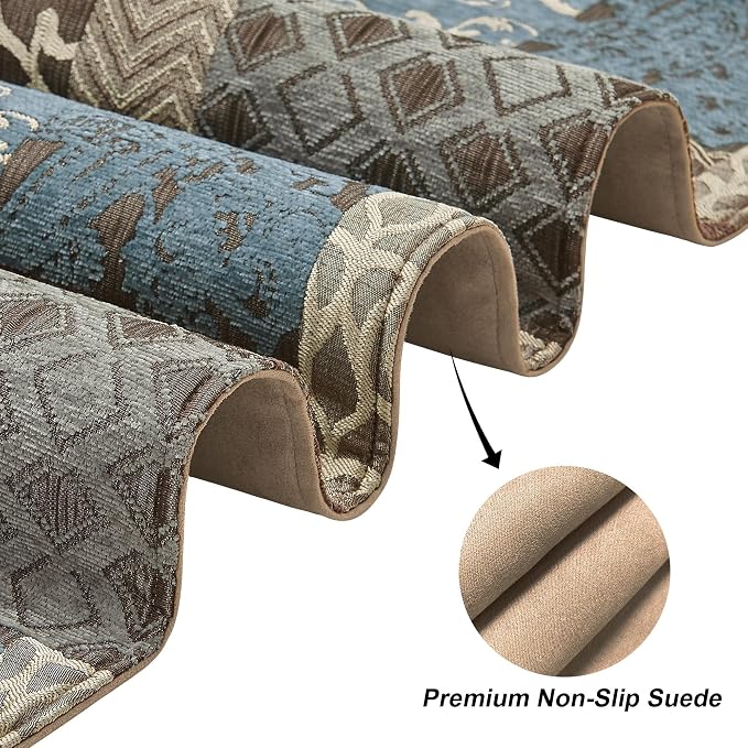 Loom and Mill Luxury Table Runner 90 Inches Long, Patchwork Chenille Damask - Image 6