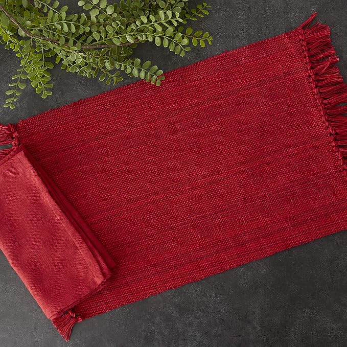 DII Variegated Tabletop Collection, Placemat Set3x19, Tango Red, 6 Piece - Image 7