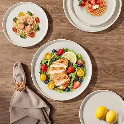 AmorArc Ceramic Dinnerware Set for 8 | Speckled Stoneware Plates and Bowls with Rustic Terracotta Underside| Scratch Resistant,Dishwasher & Microwave Safe Dishes Sets- 24pcs