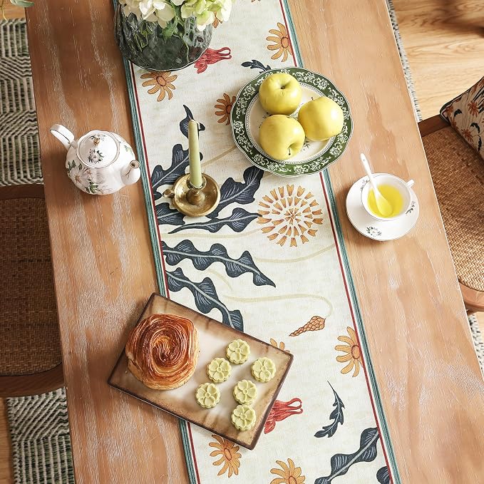 bilin gaier Designer French Linen Table Runner, Floral Pattern, Dining Table - Image 8