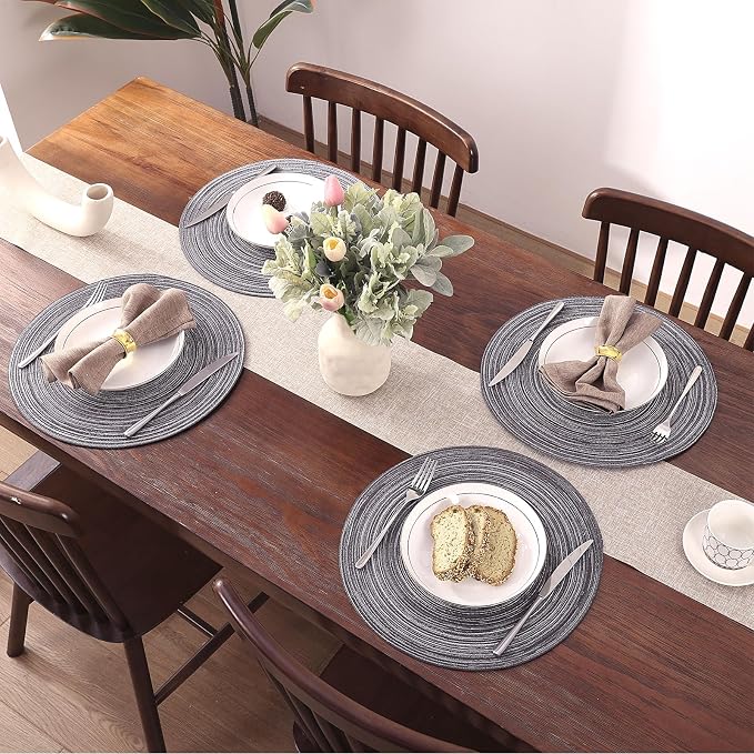 SHACOS Round Braided Placemats Set of 8 Round Table Mats - Image 6