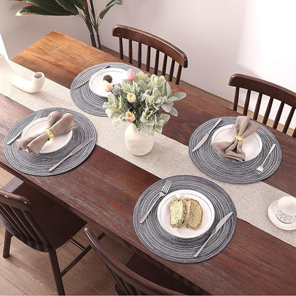 SHACOS Round Braided Placemats Set of 8 Round Table Mats - Image 6