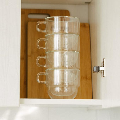 BTaT- Double Walled Stackable Glass Coffee Mugs, 16 oz, Glass Coffee Cups - Image 4