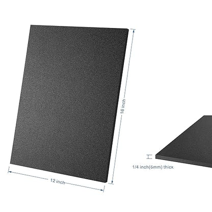 ABS Plastic Sheet 12" x 16" x 1/4" Thick (6mm) Black Rigid Moldable Thermoplastic Board for Crafts, DIY Projects, Home Decor - Textured & Smooth Surface, Pack of 2