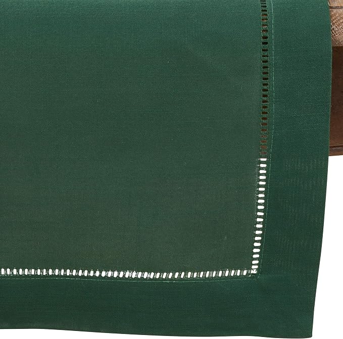 SARO LIFESTYLE Hemstitched Border Table Runner, Jasper Green - Image 3