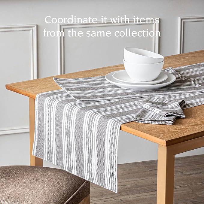 Over&Back 18x90 Woven Striped Table Runner - Image 3