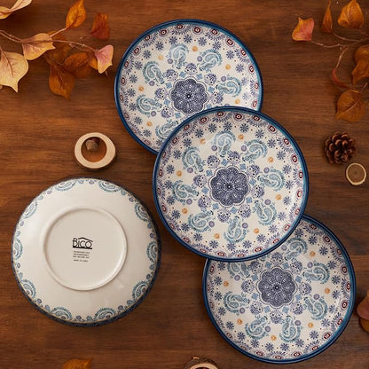 Bico Blue Talavera Pasta Bowls, 35oz Salad Bowl Set of 4, Large Ceramic Serving - Image 5