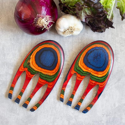 Baltique Marrakesh Salad Hands, Colorful Wood Salad Tongs Alternative | 2-piece - Image 3