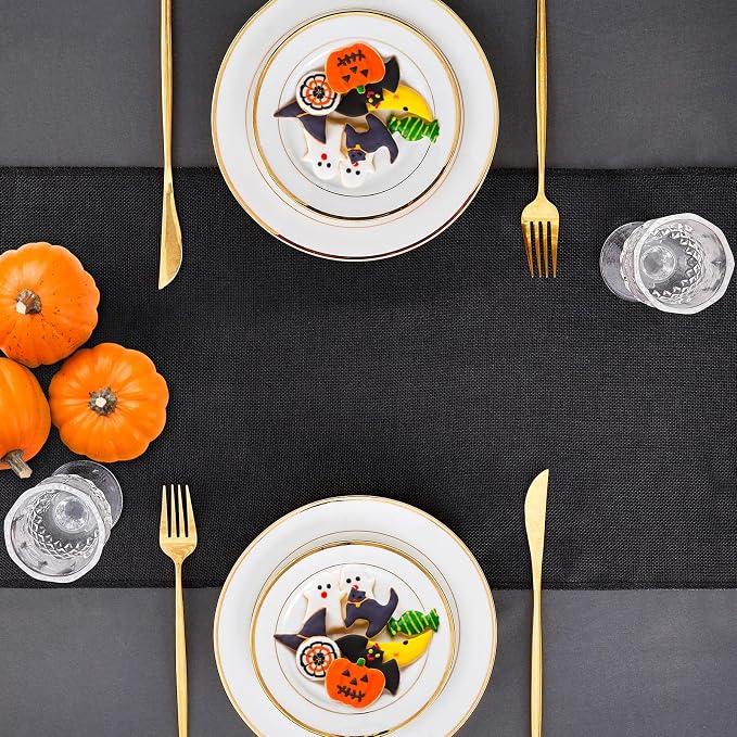 Black Burlap Table Runners 2 Packs 12x84 Inch Rustic Boho Table Runner | - Image 2