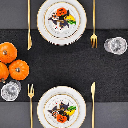 Black Burlap Table Runners 2 Packs 12x84 Inch Rustic Boho Table Runner | - Image 2