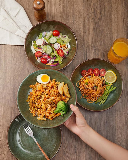 8.75 Inch Large Ceramic Pasta Bowls, 32 Oz Reactive Glaze Stoneware Pasta - Image 4