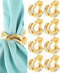 ALPHA Living HOME Modren Napkin Rings - 8 Pcs Premium Metal Napkin Holders for Cloth Napkins Elegant Table Decor for Weddings, Dinners & Special Occasions (Gold)