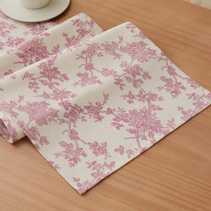 French Pastoral Farmhouse Table Runners, 13x72 Inch Rose Pink | 100% Organic by Unknown