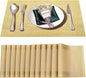 Placemats Set of 12,Washable,Heat and Stain Resistant Indoor/Outdoor Place mats,Vinyl Woven Non Slip Table Mats for Restaurant Table Protection,PVC Placemats(Gold 12PCS)