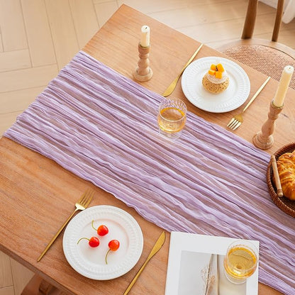 Lilac Cheesecloth Table Runner Wedding Baby Shower Home Boho Decor | 35x120 - Image 5