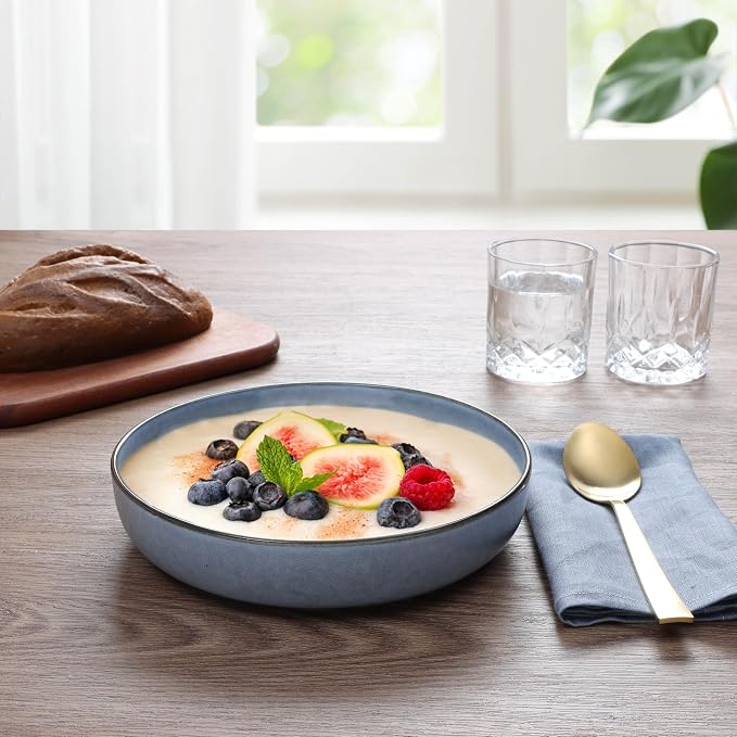 E-far Pasta Bowls Set of 4, 35oz Large Salad Bowls - Image 5