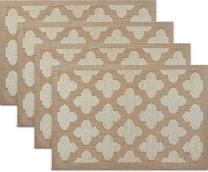 Elegant Placemats Vinyl Woven Heat-Resistant Placemats Set of 4 Washable Easy to Clean Table Mats for Dining Room and Decorate (Gold)