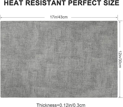 Leather Heat Resistant Placemats Set of 6 Waterproof Wipeable Washable PU Table Mats,Easy to Clean Anti-Slip Place Mats (Light Grey, 6)