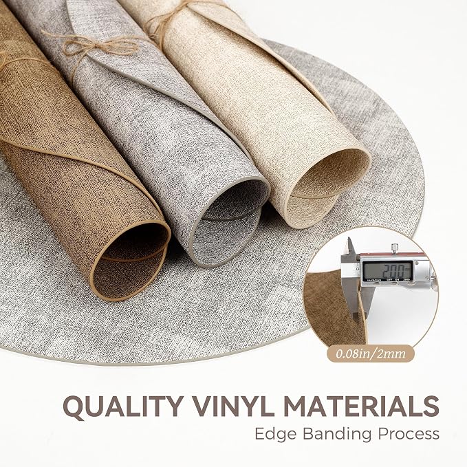 13" Round Placemats Set of 12, Reversible Faux Leather Heat Resistant Table Mats - Image 5