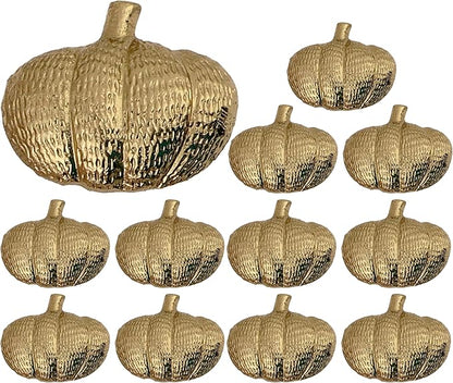 CLEENTABLE Napkin Rings Set of 12, Metal Napkin Holder Cuffs for Dinner Table Décor, Thanksgiving Pumpkin Farmhouse Modern Serviette Rings for Christmas, Weddings, Receptions, (Antique Gold)