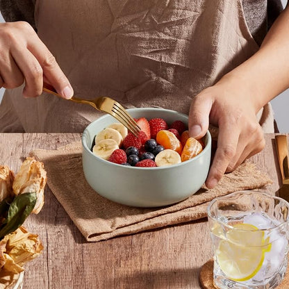 E-far Cereal Bowls Set of 6, 27oz Ceramic Deep Soup Bowls - Image 5