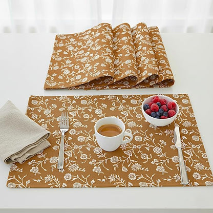 Floral Placemats for Dining Table Vintage Flowers Botanical Design Rustic by OveeshaHomeDecor