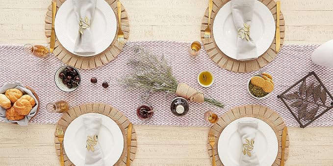 DII Woven Basics Collection 100% Cotton Knit Table Runner, Pale Mauve - Image 5